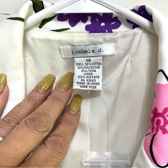 NWT BOLD, BEAUTIFUL FLORAL BLAZER BY ISABELA D. SIZE 14 - Picture 6 of 6